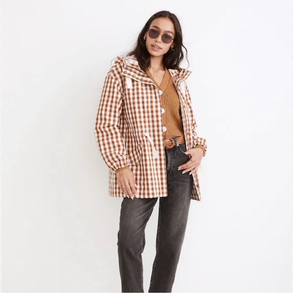 Madewell Jackets & Blazers - Madewell Tan and Cream Checkered gingham raincloud rain coat Jacket